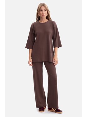 BeWear BeWear Spodnie dzianinowe b300 Brązowy Baggy Fit