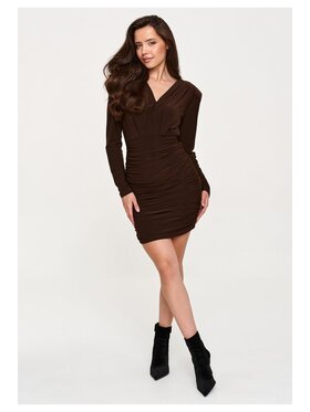Makadamia Makadamia Sukienka codzienna M963 Brązowy Fitted Fit