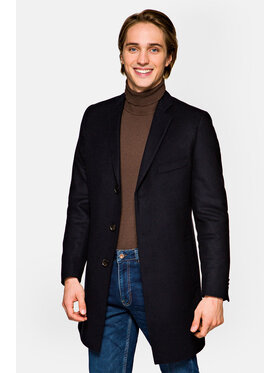 Lancerto Lancerto Płaszcz wełniany Silverdale Granatowy Regular Fit