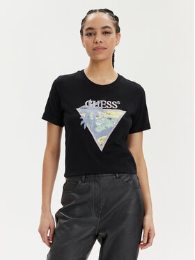 Guess Guess Majica Ss Rn Beach Triangle W4GI32 JA914 Črna Regular Fit