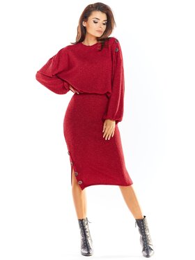 Awama Awama Spódnica A317 Bordowy Basic Fit