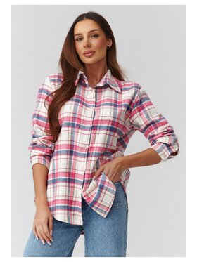 Makadamia Makadamia Koszula C35 Różowy Loose Fit