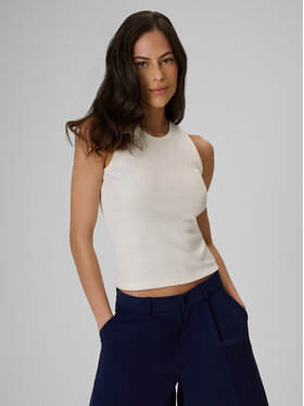 4F 4F Tank top ESSENTIAL Kremowy Slim Fit