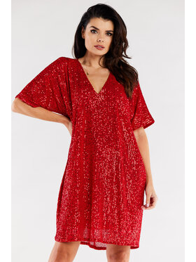 Awama Awama Sukienka wieczorowa A566 Czerwony Basic Fit