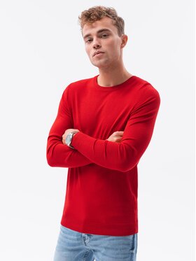 Ombre Ombre Sweter OM-SWBS-0106 Czerwony Regular Fit