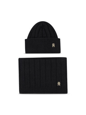 Tommy Hilfiger Tommy Hilfiger Ensemble bonnet + écharpe Th Timeless Beanie + Scarf AW0AW15367BDS Noir