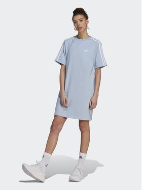 adidas adidas Vestito da giorno Essentials 3-Stripes Single Jersey Boyfriend Tee Dress IL3315 Blu Loose Fit