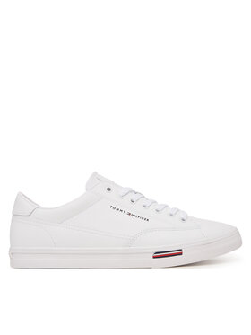 Tommy Hilfiger Tommy Hilfiger Sneakers Signature Midsole Lace-Up Trainers With Leather FM0FM05814 Alb