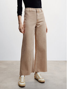 Mango Mango Jeansy Catherin 47054017 Beżowy Wide Leg