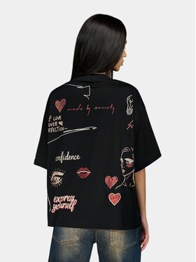 MADE BY SOCIETY MADE BY SOCIETY Ścierka Tricou RESONANCE - T27301 Czarny Basic Fit
