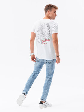 Ombre Ombre T-Shirt S1682 Biały Regular Fit