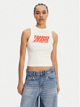 Tommy Jeans Tommy Jeans Top DW0DW21339 Écru Slim Fit