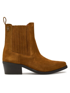 Tommy Hilfiger Tommy Hilfiger Botki Th Suede Cowboy Boot FW0FW08034 Brązowy