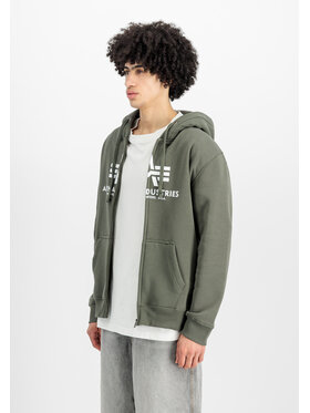 Alpha Industries Alpha Industries Mikina Basic Zip Hoodie Zelená Regular Fit