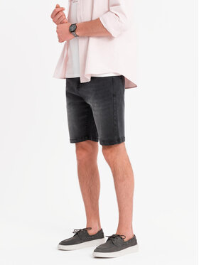 Ombre Ombre Szorty jeansowe OM-SRDS-0171 Czarny Regular Fit