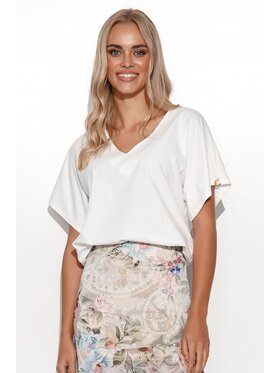 Makadamia Makadamia Bluzka M776 Biały Oversize