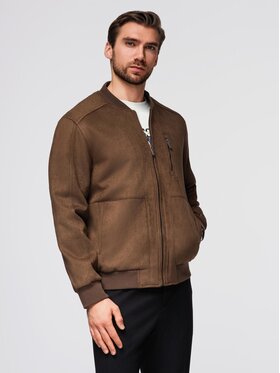 Ombre Ombre Kurtka bomber OM-JAFL-0232 Brązowy Regular Fit