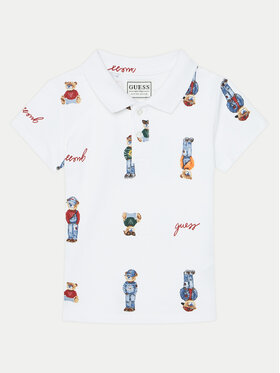 Guess Guess Tricou polo N5RP02 KBV51 Alb Regular Fit