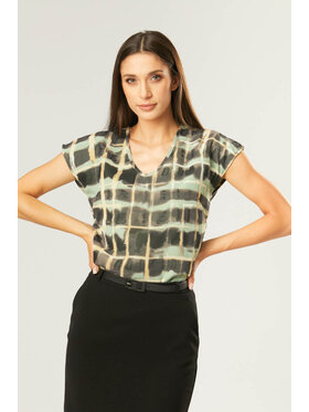 QUIOSQUE QUIOSQUE Halenka BLURRY CHECK SHIRT Zelená Regular Fit