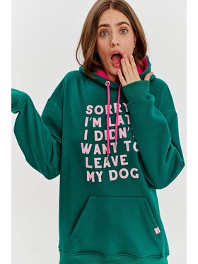 NAOKO NAOKO Bluza Dog Mom Zielony Regular Fit