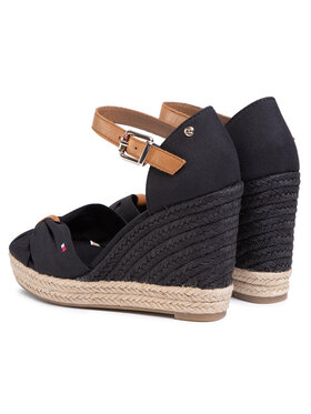 Tommy Hilfiger Espadrile Basic Opened Toe High Wedge FW0FW04784 Črna