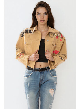 MATSOUR'I MATSOUR'I Kurtka jeansowa Enjoy Beżowy Easy Fit