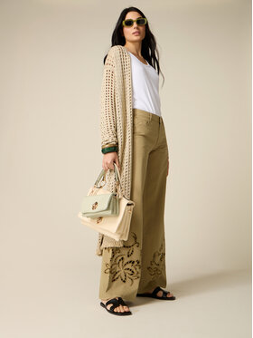 Oltre Oltre Spodnie materiałowe P00LR009149N035 Zielony Baggy Fit