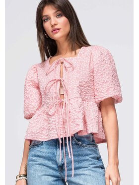 Ombre Ombre Bluzka OW-TS-E0048 Różowy Regular Fit