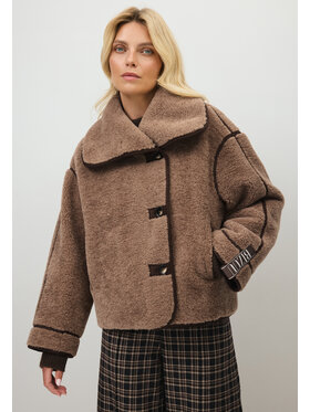 BIZUU BIZUU Sweter ASIE LAPPEL JACKET Brązowy Standard Fit