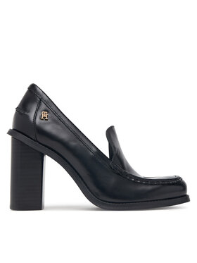Tommy Hilfiger Tommy Hilfiger Półbuty Square Toe Heeled Loafer FW0FW09493 Czarny