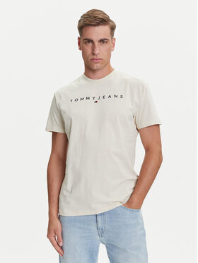 Tommy Jeans Tommy Jeans Tričko Linear Logo DM0DM20744 Béžová Regular Fit