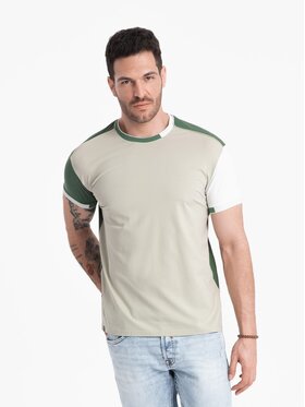 Ombre Ombre T-Shirt OM-TSCT-0176 Zielony Regular Fit