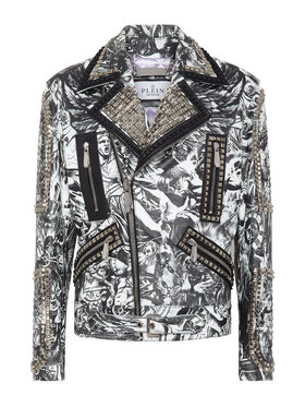 PHILIPP PLEIN PHILIPP PLEIN Kožená bunda 4755 Biela Slim Fit
