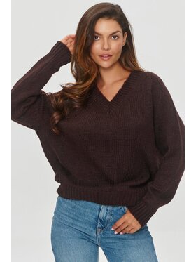 Makadamia Makadamia Sweter S152 Brązowy Regular Fit
