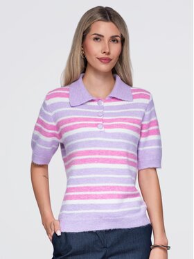 Ombre Ombre Sweter OW-SW-E0031 Fioletowy Relaxed Fit