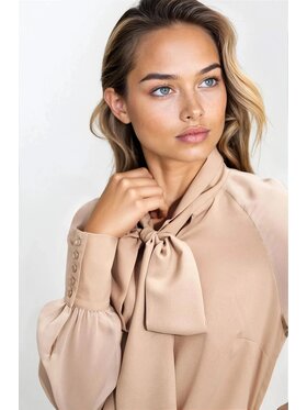 NIFE NIFE Bluzka B182 Beżowy Regular Fit