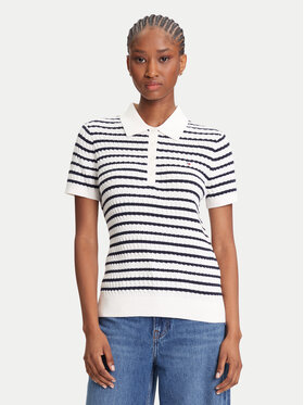 Tommy Hilfiger Tommy Hilfiger Тениска с яка и копчета Fine WW0WW41474 Кремав Regular Fit