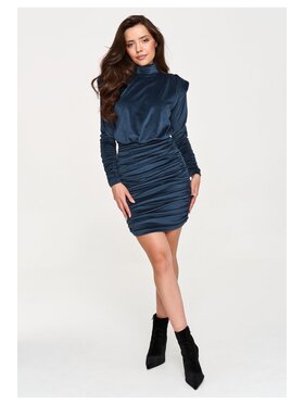 Makadamia Makadamia Sukienka codzienna M955 Niebieski Fitted Fit