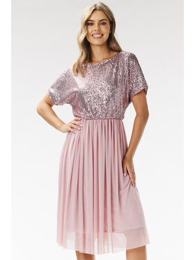 Awama Awama Šaty A689 Růžová Basic Fit
