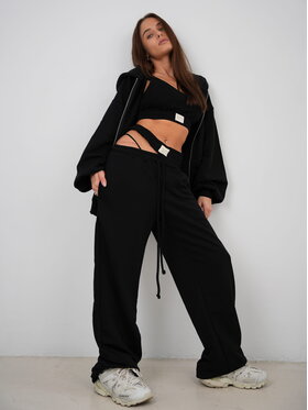 MissDenim MissDenim Spodnie dresowe Double Belt Sweatpants Czarny Oversize