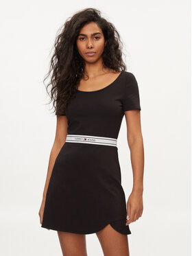 Tommy Jeans Tommy Jeans Sommerkleid Logo Tape DW0DW17924 Schwarz Regular Fit