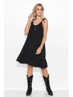 Makadamia Makadamia Sukienka letnia M726 CZARNA Czarny Oversize