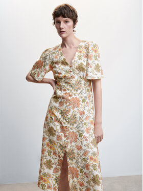 Mango Mango Sukienka letnia Red2 47907110 Beżowy Regular Fit