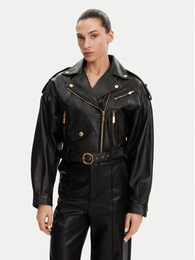 Just Cavalli Just Cavalli Kurtka skórzana 78PAVP05 CP009 Czarny Regular Fit