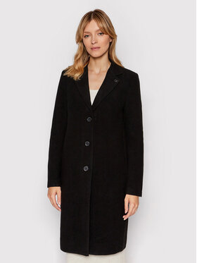 Calvin Klein Calvin Klein Μάλλινο παλτό Bonded Crombie K20K203445 Μαύρο Relaxed Fit