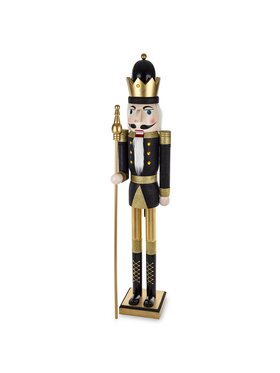 MIAhome MIAhome Figurka Dziadek do Orzechów drewno 181 cm czarny Kolorowy