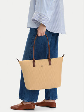Tommy Hilfiger Tommy Hilfiger Kabelka Popette Tote Raffia AW0AW18528 Béžová