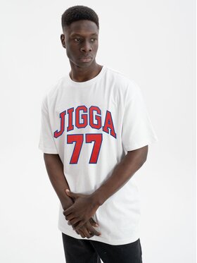 Jigga Wear Jigga Wear T-Shirt Koszulka Z Krótkim Rękawem Oversize Męska Biała Jigga Wear 77 XL Biały Oversize