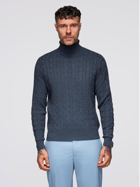 Ombre Ombre Sweter OM-SWTN-0157 Granatowy Regular Fit