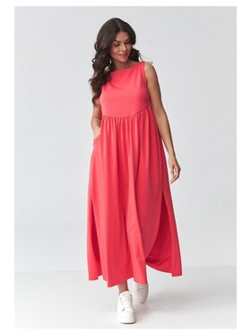 Makadamia Makadamia Sukienka codzienna M932 Koralowy Loose Fit